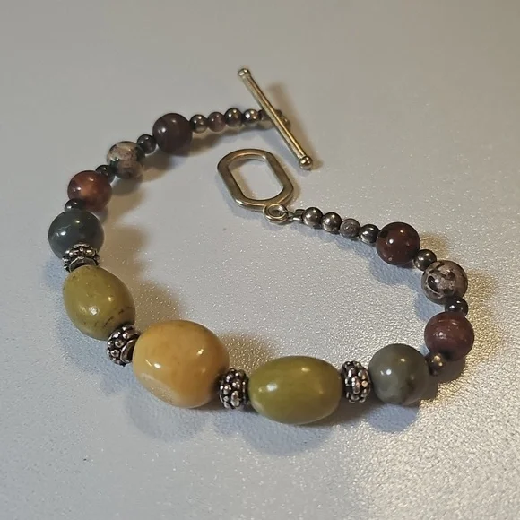 Elegant Multicolor Genuine Multigemstone Beaded Bracelet. - Picture 3 of 7